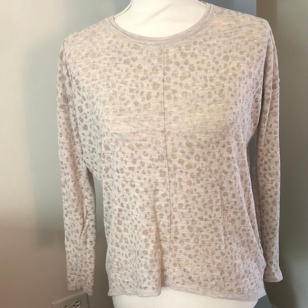H&M Light Beige Animal-Print Long Sleeve Top